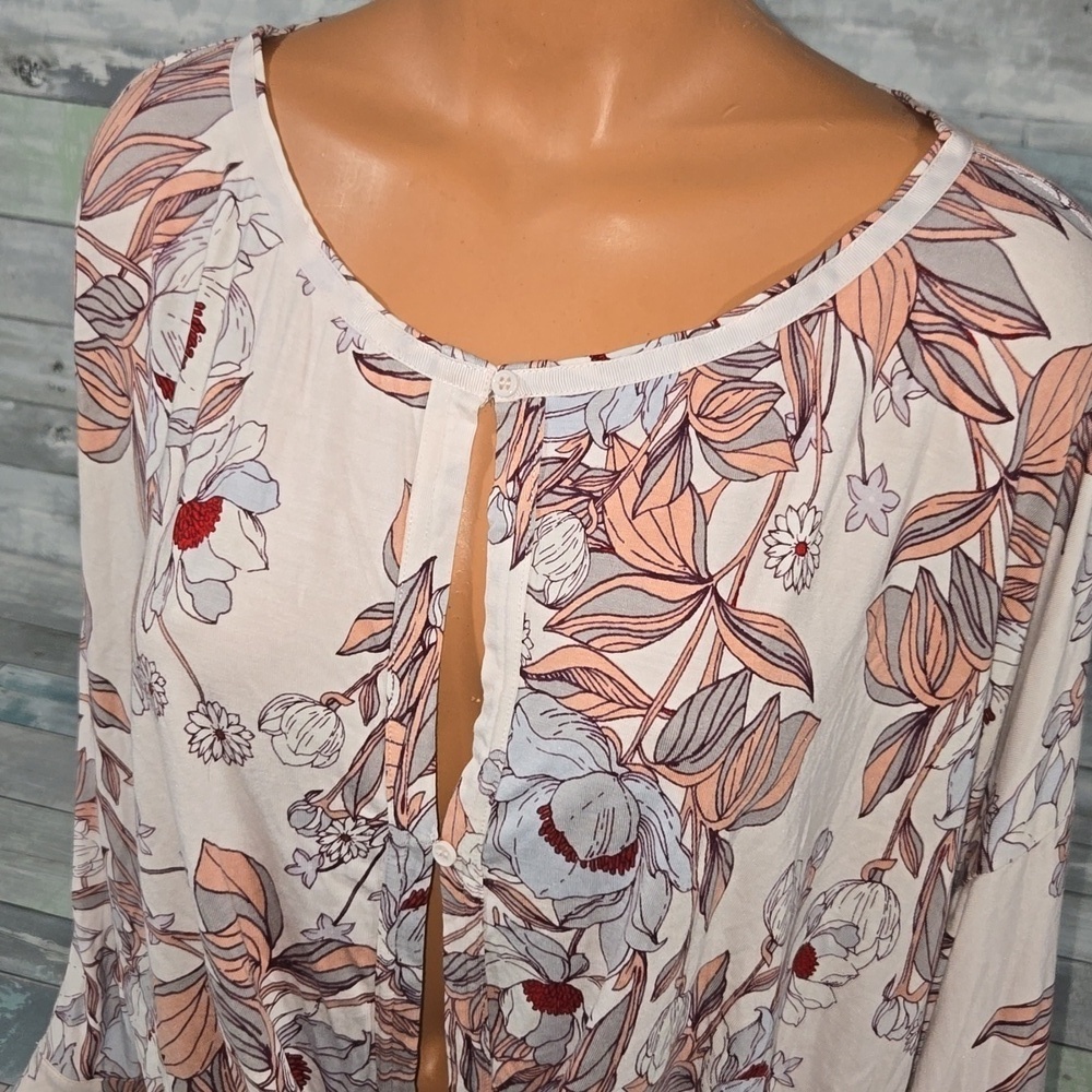Free People Floral BoHo Blouse/Shirt/Top sz Medium - Picture 2 of 6